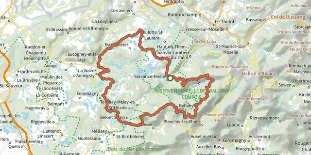 The Le Piémont Vosgien track on the OpenTopoMap map