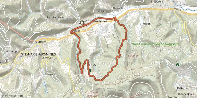 Tracé de Le Circuit du Hury sur la carte OpenTopoMap