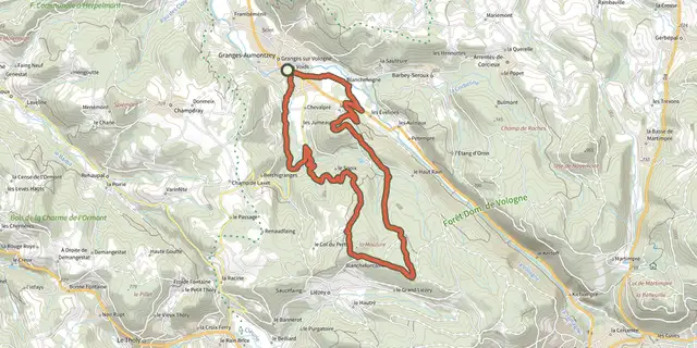 Tracé de Le Haut de Menaumont - La Moulure sur le Plan IGN