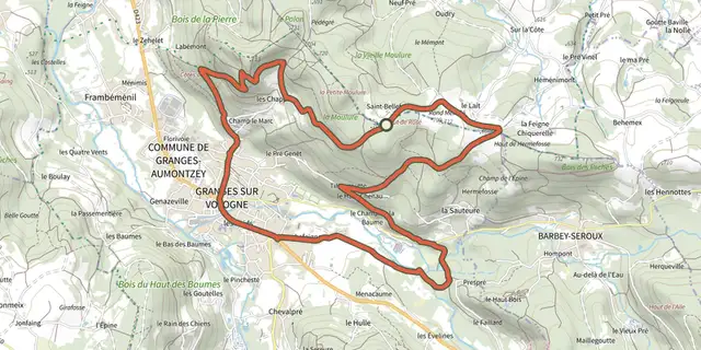 Tracé de Le Haut d'Herméfosse - Côtes de Tayon sur le Plan IGN
