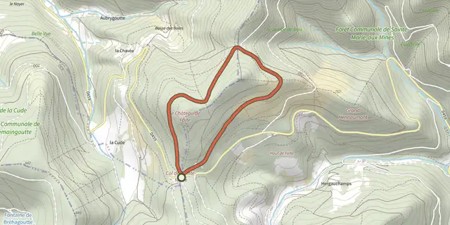 Tracé de Circuit VTC Le tour du Château de Faîte n°01 sur le Plan IGN