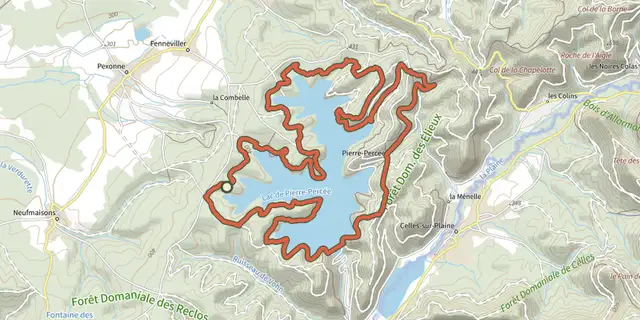 Tracé de Tour du lac de Pierre Percée sur le Plan IGN