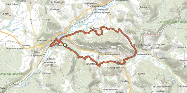 The La Vallée du papier track on the IGN map