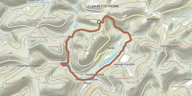 Tracé de La boucle d'Imsthal sur le Plan IGN