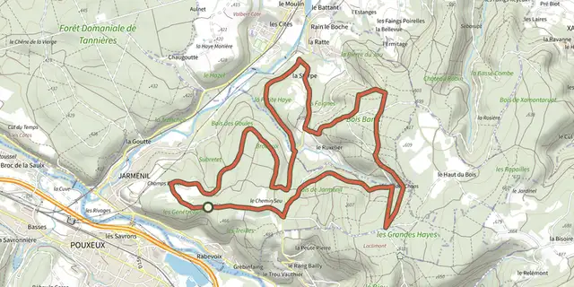 The Brouaux track on the IGN map