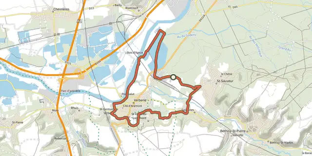 Tracé de Circuit cyclotouriste de la CCBA sur le Plan IGN