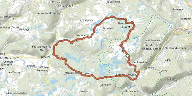 Tracé de Boucle de la Petite Finlande sur le Plan IGN