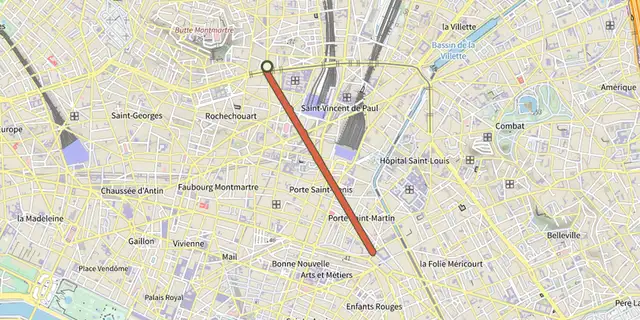 The Boulevard de Magenta track on the IGN map
