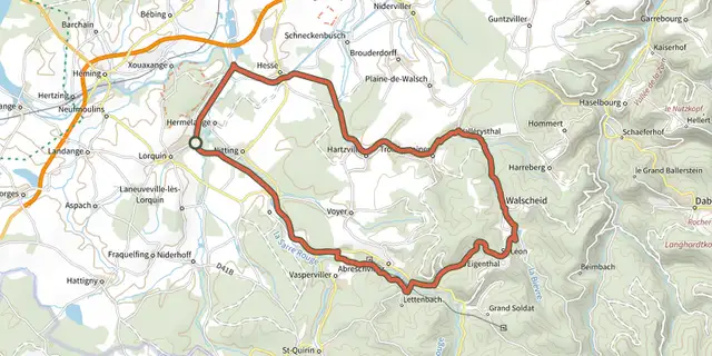 Tracé de Circuit des Deux Vallées sur la carte OpenTopoMap
