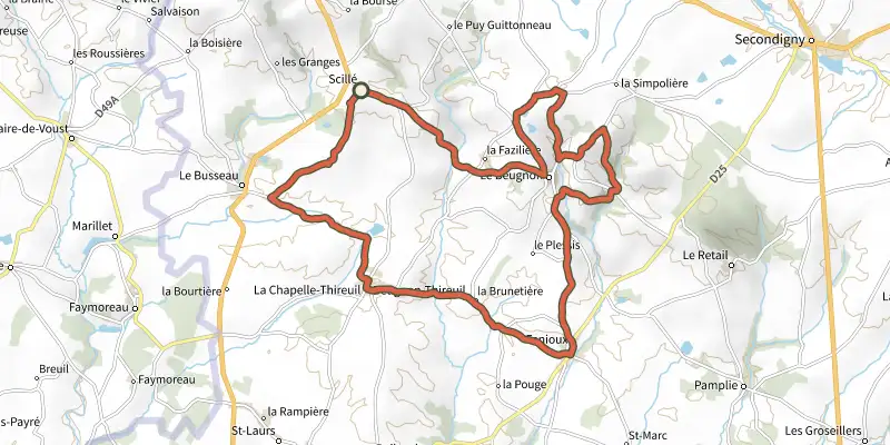 Carte du tracé de Le Grand Pignon sur le Plan IGN, départ et points de passage numérotés