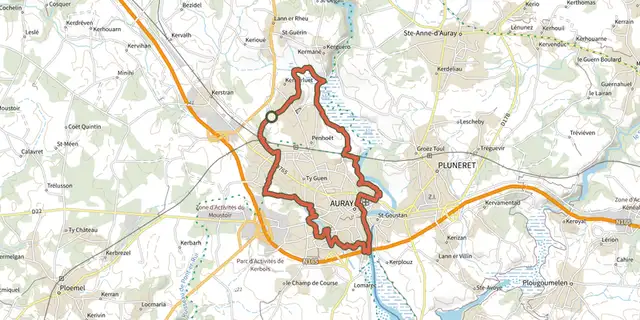 Tracé de Autour d’Auray sur le Plan IGN