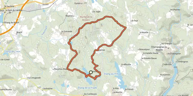 Tracé de Ballade des Puys sur le Plan IGN