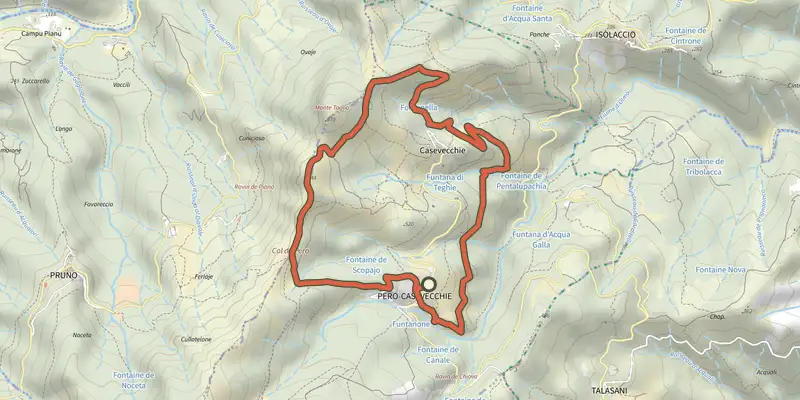 Carte du tracé de Boucle 7B Noire sur le Plan IGN, départ et points de passage numérotés