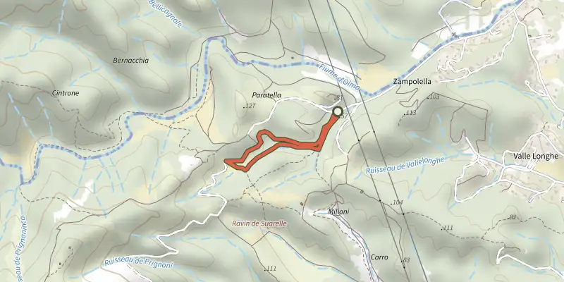 Map of the Boucle 4 Verte track on the IGN map, with the start and numbered waypoints
