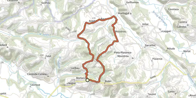 Tracé de Les Palombières en VTT sur le Plan IGN