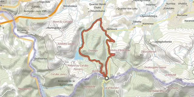 The Le sentier d'Ibardin track on the IGN map