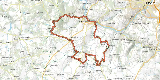 Tracé de Val-de-Vienne Tour - Boucle d'Aixe-sur-Vienne sur le Plan IGN