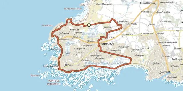 The La Penmarchaise track on the IGN map