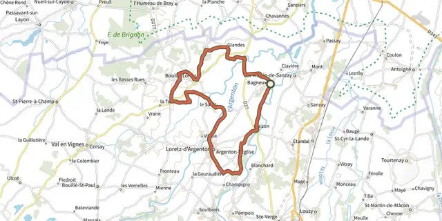 The Vignes et ponts en Argentonnais track on the IGN map