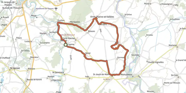Tracé de La plaine, entre Dive et Thouet sur le Plan IGN