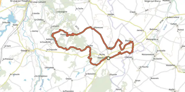The Balade en Thénezéen track on the IGN map