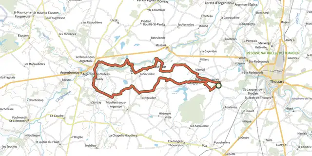The De la plaine Thouarsaise à la vallée de l’Argenton track on the IGN map