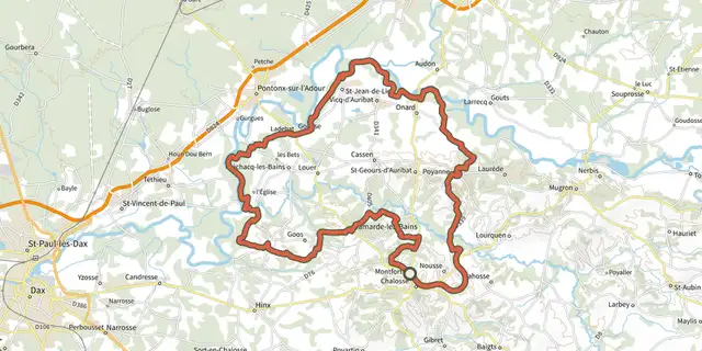 Tracé de Circuit entre Adour et Chalosse sur le Plan IGN