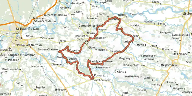 The Coteaux et vallons de Chalosse track on the IGN map