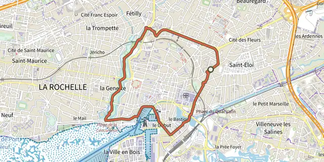 Tracé de La Rochelle sur le Plan IGN