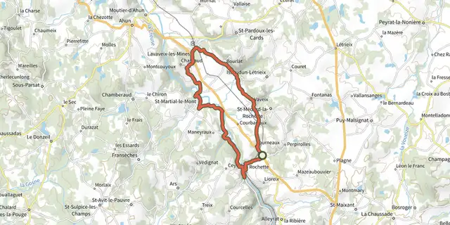 The Cité minière et églises perchées track on the IGN map