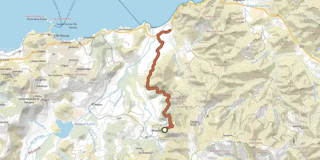 Tracé de Traversée Belgodere - Losari sur le Plan IGN