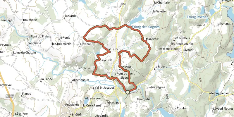 Carte du tracé de Circuit de le Buis sur le Plan IGN, départ et points de passage numérotés