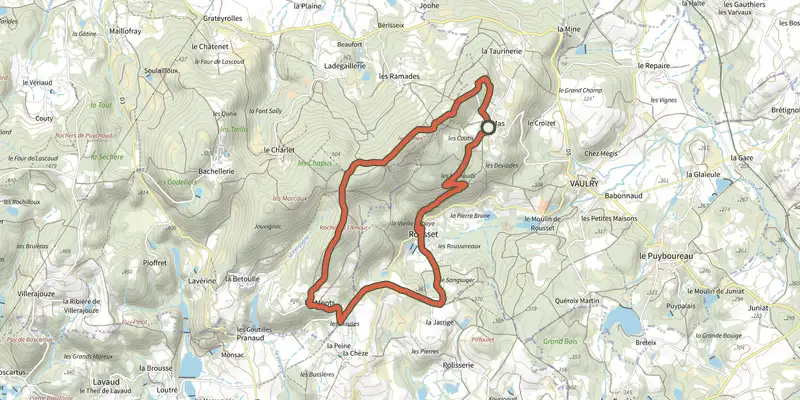 Map of the La Chapelle track on the IGN map, with the start and numbered waypoints