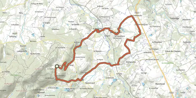 The Les Dolmens track on the IGN map