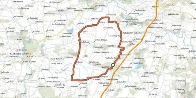 The Vélo Promenade® "Entre nature et bâtis" track on the IGN map