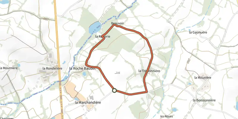 Carte du tracé de Route de KEVIN sur le Plan IGN, départ et points de passage numérotés