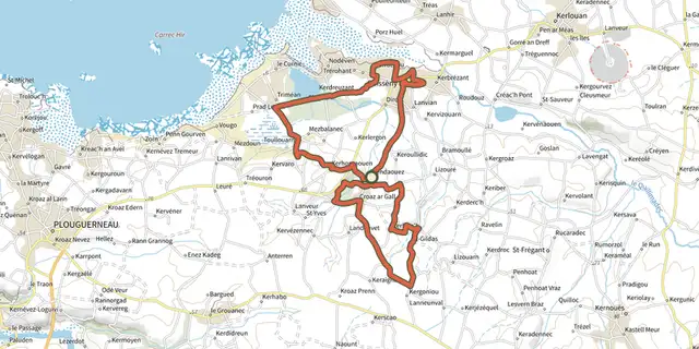 Tracé de Tro velo 2 A Guisseny sur le Plan IGN