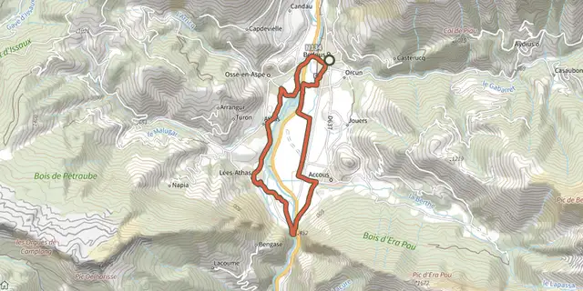 The Chemins du Gave VTC asp13 track on the IGN map