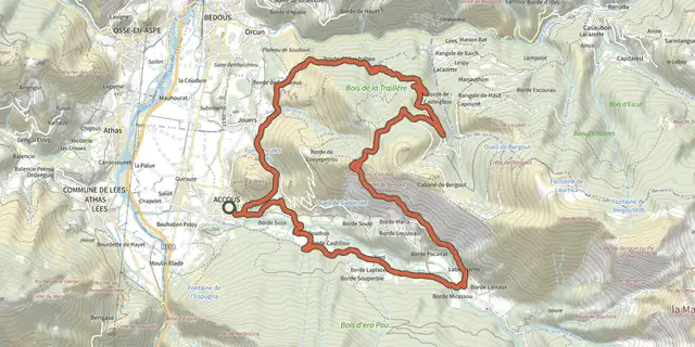 The Tour de la Borde de Bouhaben VTT asp30 track on the IGN map
