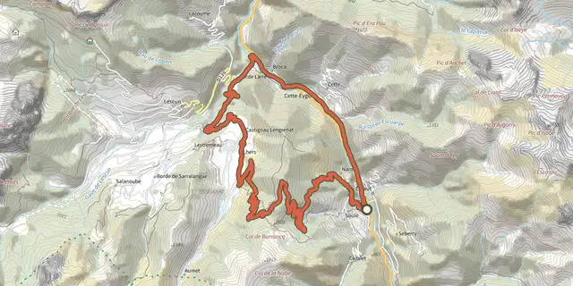 The Traversée du Tuquet VTT asp65 track on the IGN map