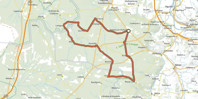 The Circuit des Landes de Gascogne - 80 km track on the IGN map