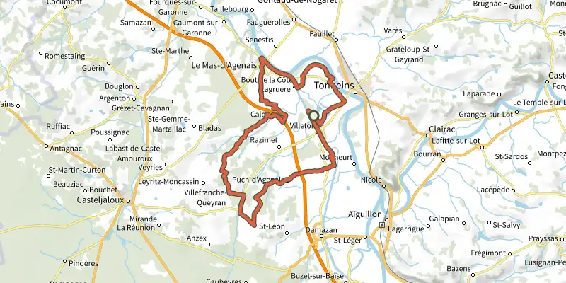 Map of the Circuit Rembrandt - 50.8 km track on the IGN map, with the start and numbered waypoints