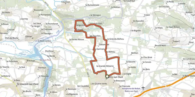 The Boucle vélo de Bains-sur-Oust track on the IGN map