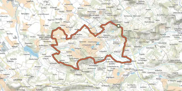 The Montpezat St-Amans - VTT - 15.1 km track on the IGN map