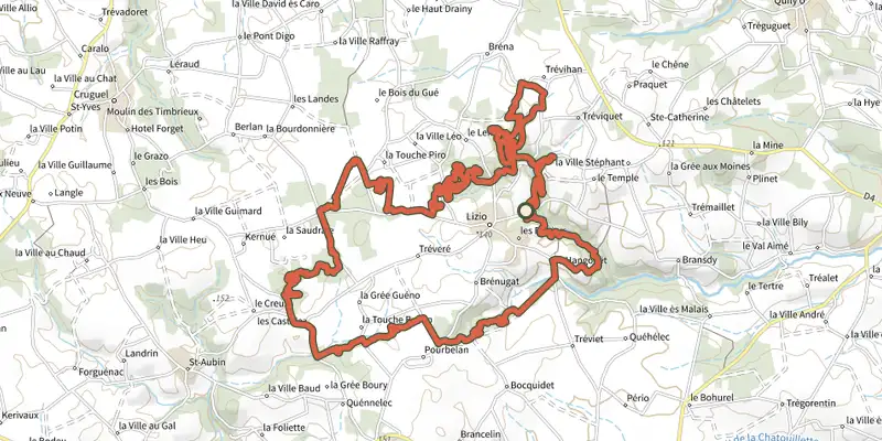 Map of the Circuit VTT Permanent track on the IGN map, with the start and numbered waypoints