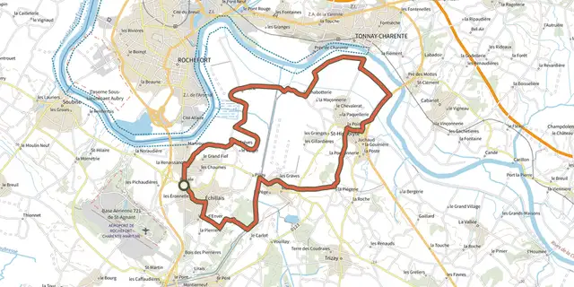 Tracé de Parcours cyclable 3 En longeant la Bridoire - 24 km - Échillais sur le Plan IGN