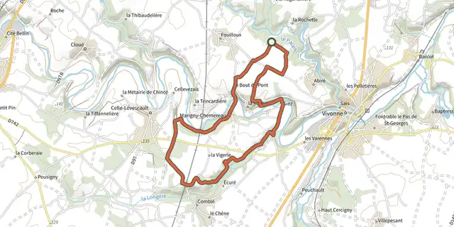 The Boucle 16 - Marigny-Chemereau - Vallées du Clain track on the IGN map