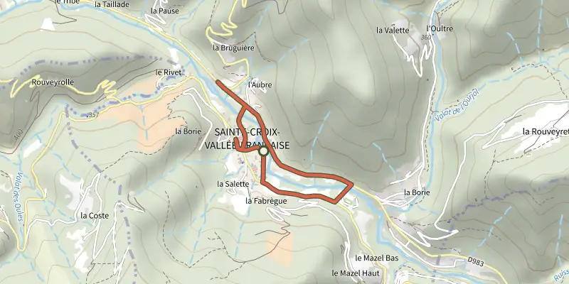 Carte du tracé de Chemin de mémoires sur le Plan IGN, départ et points de passage numérotés