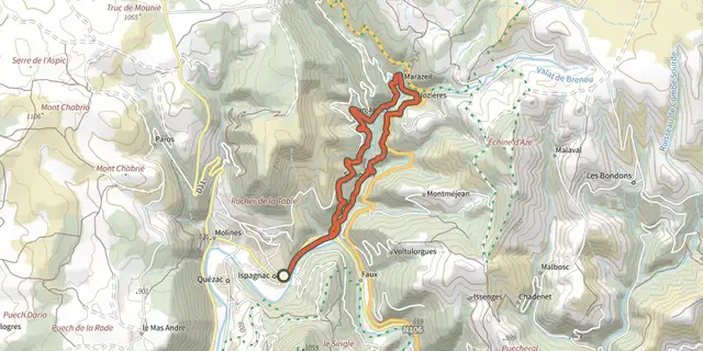 The Rocher des Fées track on the IGN map