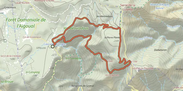 Tracé de Les Cascades d'Orgon sur le Plan IGN